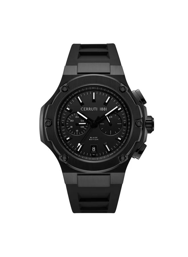 Lucardo  Black Dial Silicone Strap Multifunction Watch for Men, 44mm